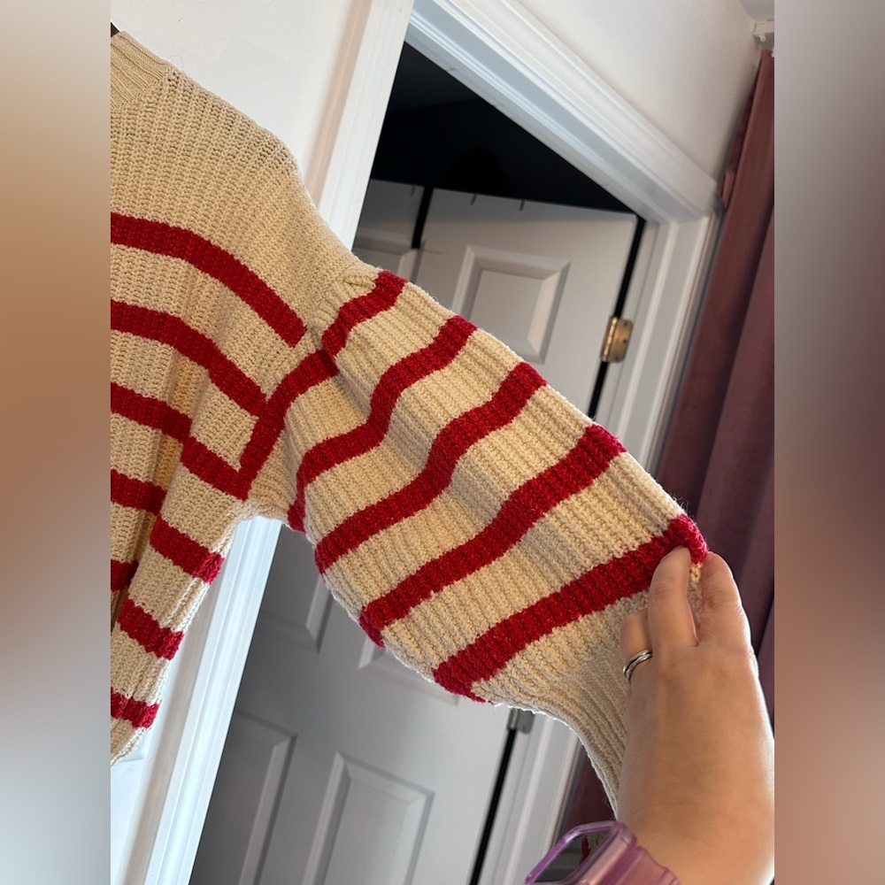Old Navy Red and Cream Striped Sweater - Picture 5 of 6